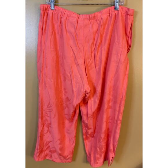 Jamaica Bay Coral Tone on Tone Floral Silk Blend Pants Petite Size XL - Picture 6 of 9